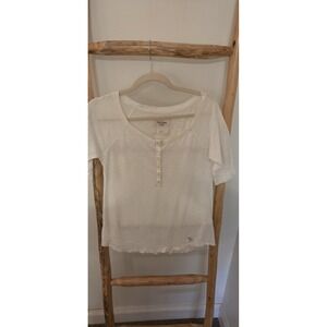Abercrombie & Fitch Vintage Y2K Small Short Sleeve White Half Button‎ Henley
